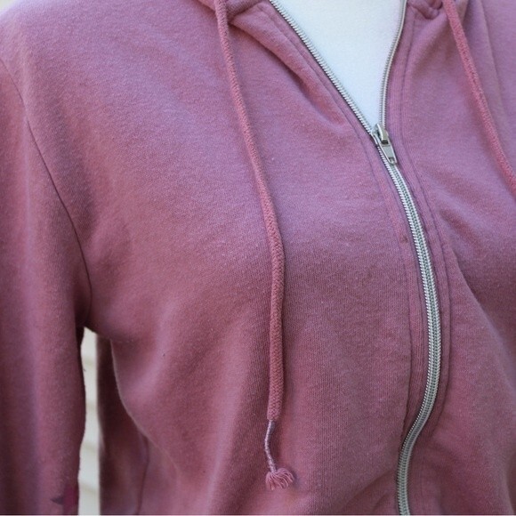 Forever 21 Women’s Hoodie Full Zip Metallic Stars Pink Sweater - Picture 4 of 9